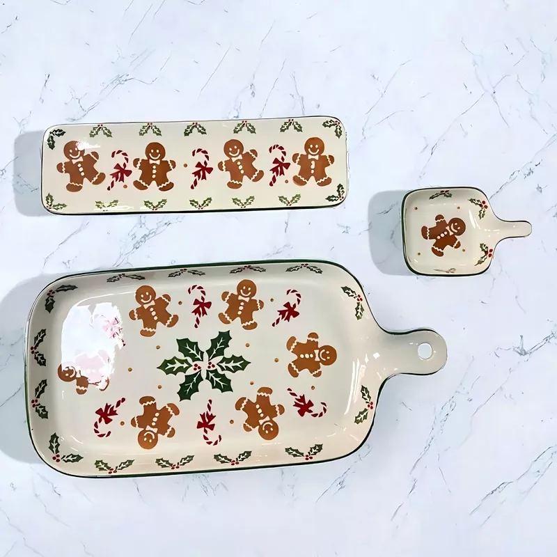 ক্রিসমাস জিঞ্জারব্রেড ম্যান সিরামিক বেকিং ট্রে