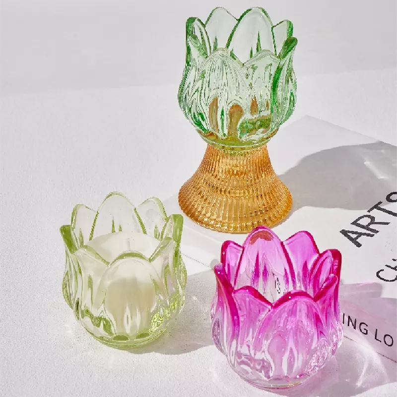 রঙিন Merveilles ফুলের কাচের মোমবাতি