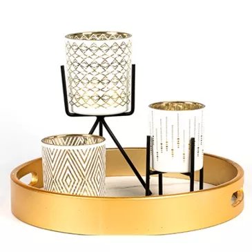 বিলাসবহুল প্যাটার্ন গ্লাস মোমবাতি ধারক