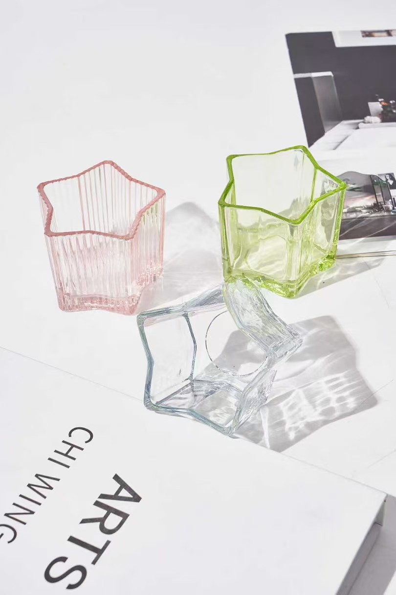 তারা আকৃতির কাচের মোমবাতি ধারক